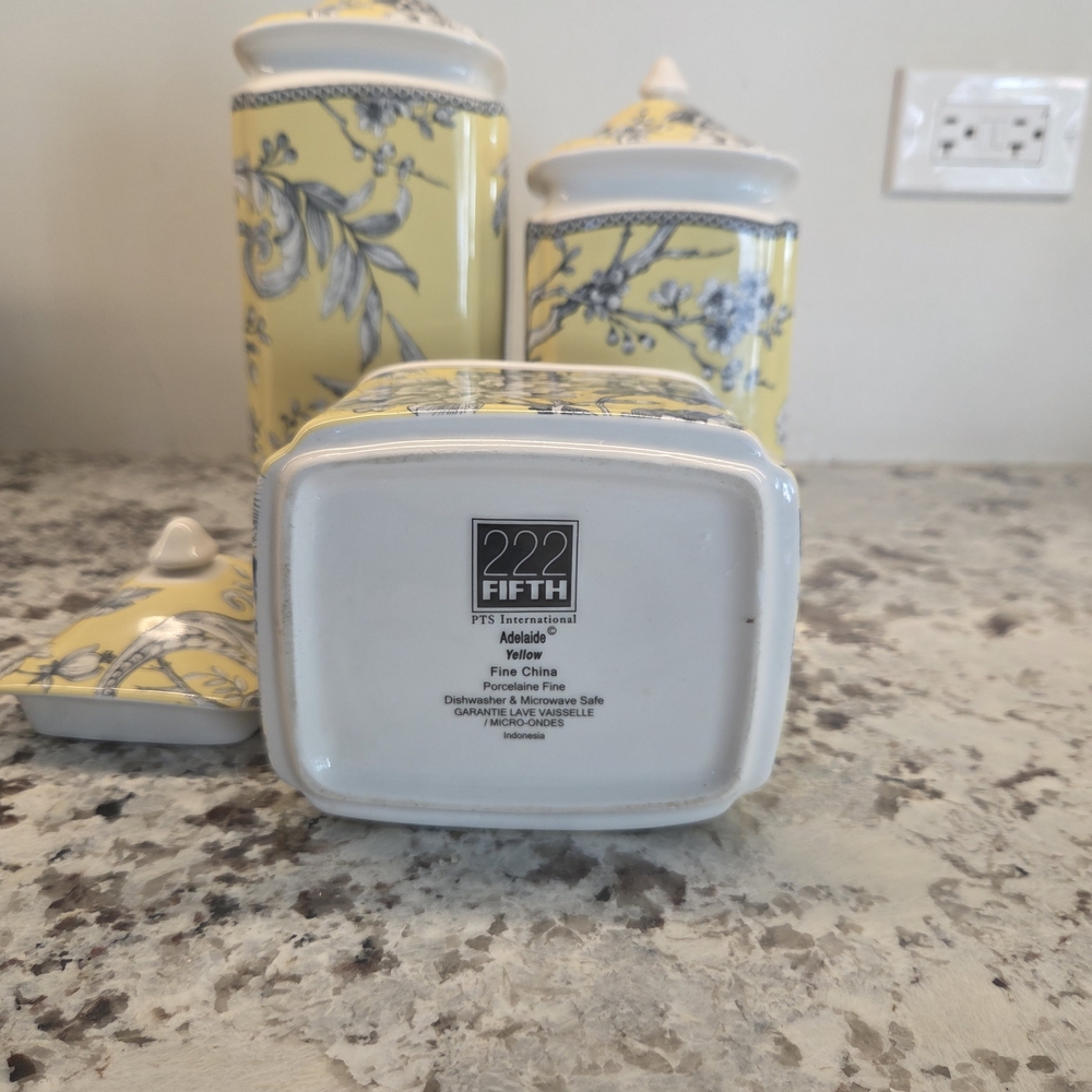 222 Fifth Yellow and White Floral Canister Set - Picture 8 of 8